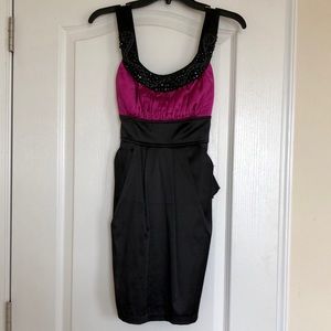Plum and Black Colored Mini Dress